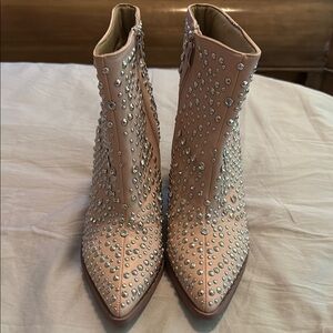 Corkys Blush Silver and Crystal Ankle Booties‎ Size 8